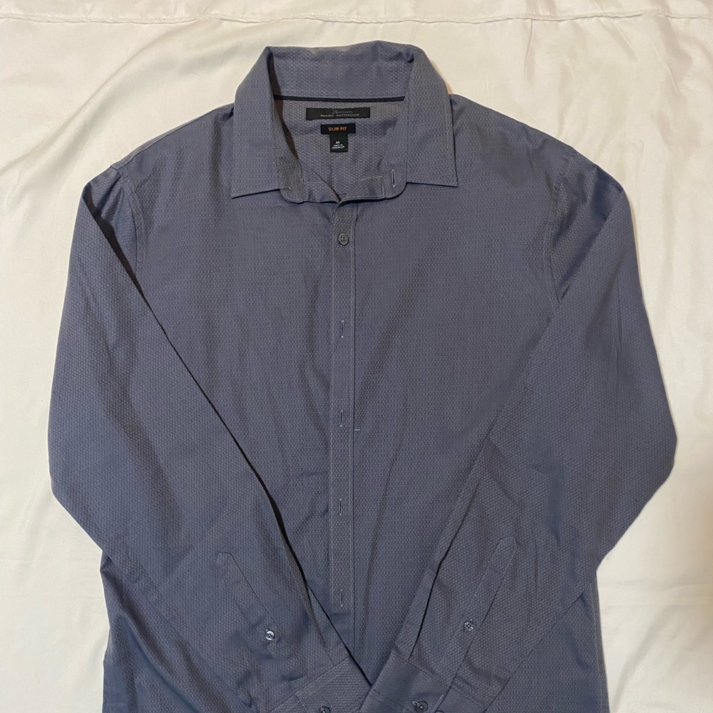 Blue/gray button dress shirt size M new without tags.  Marc Anthony slim fit